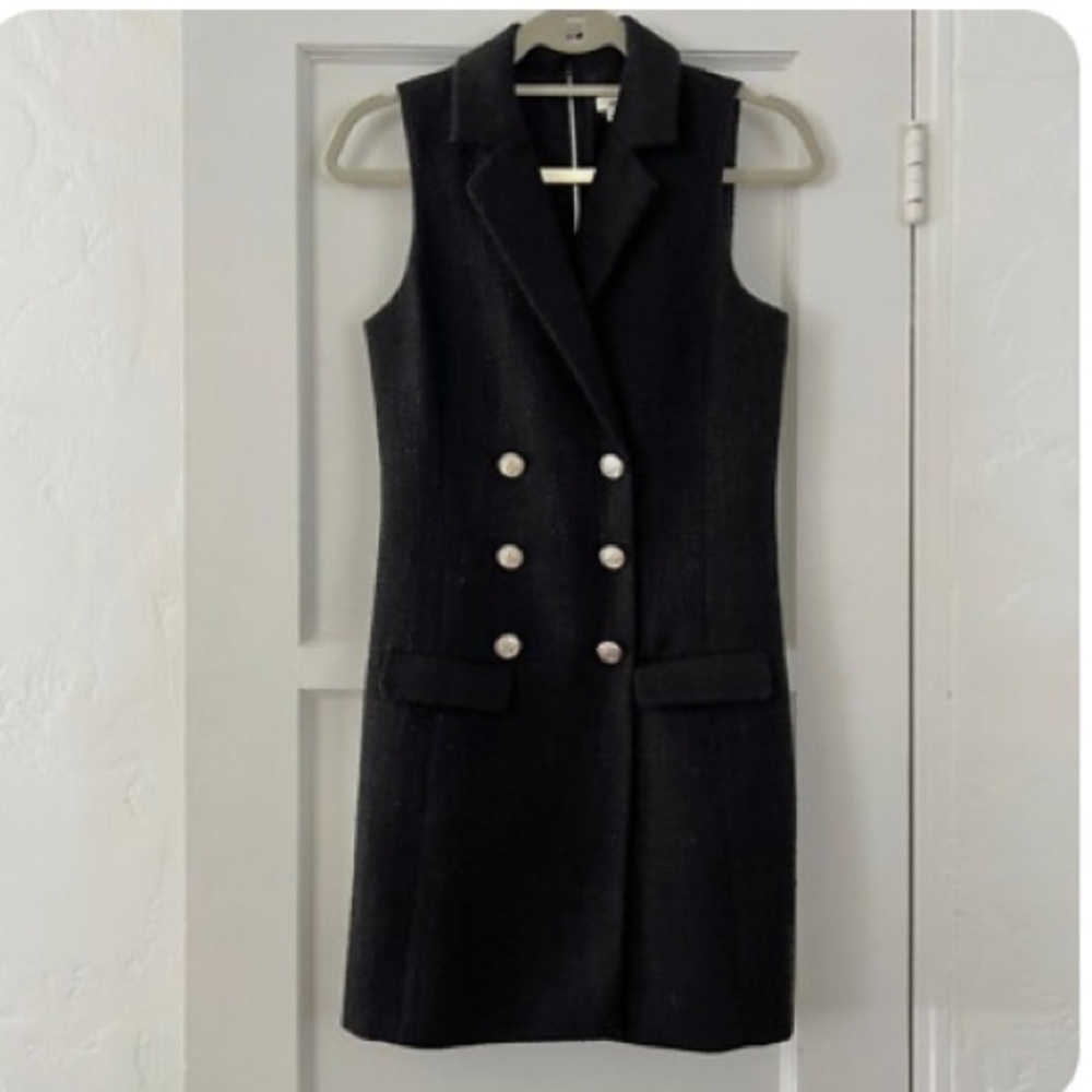 Jason Wu Black Double-Breasted Sleeveless Mini Dress